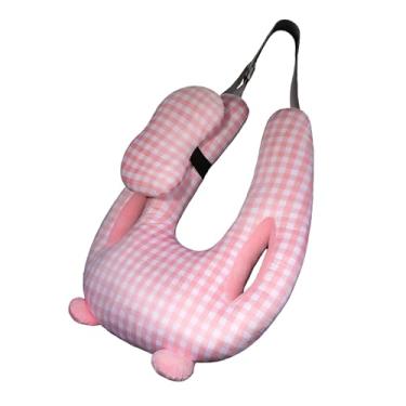 Imagem de Travesseiro de viagem para crianças em forma de U com design fofo, acolchoamento grosso, recortes de pulso e suporte de cabeça bônus para dormir confortavelmente no carro - ideal para crianças