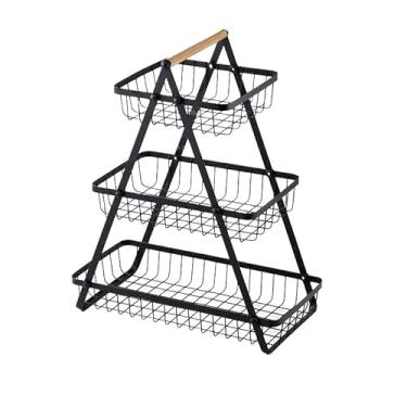 Imagem de Cesta Para Frutas De Arame Multiuso Para Mesa Luxuosa Para Armazenamento De Frutas E Legumes 2-3 Pode Ser Colocada Sobre A Mesa(3 andares YY094)