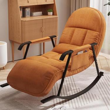 Imagem de Cadeira confortável para quarto, cadeira de cadeira deslizante, cadeira de leitura, cadeira de cadeira interna, com suporte de 300 kg, com almofada acolchoada, para leitura de dor, laranja, One Size