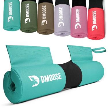 Imagem de DMoose Fitness Almofada de barra para impulso no quadril, agachamento e lunges - Almofada de espuma grossa antiderrapante para suporte de pescoço e costas com duas alças - Almofada de impulso de