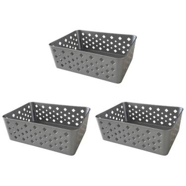 Imagem de Kit 3 Cestos Multiuso Organizador Empilhável Gaveta 19x14x6 - Trioplas
