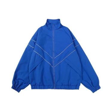 Imagem de Jaqueta Corta-vento Masculina Com Listras Refletivas, Estilo Hip Hop, 