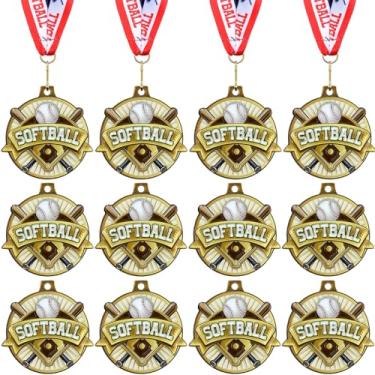 Imagem de Ecation 24 medalhas de softball, 2 polegadas, T-Ball Team Awards, beisebol, metal, medalhas de ouro, vôlei, futebol, basquete, futebol, esportes, prêmio com fita de pescoço para crianças