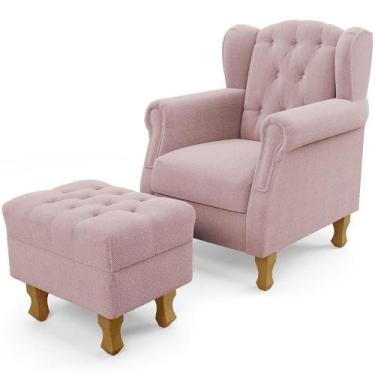 Imagem de Poltrona De Amamentação Yara P02 Com Puff Paris Luis Xv L02 Bouclê Ros