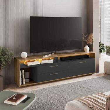 Imagem de Rack para TV até 75 Polegadas 2 Gavetas com iluminação Led Reims Art I