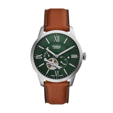Imagem de Fossil Relógio masculino Townsman multifuncional de couro marrom, Marrom