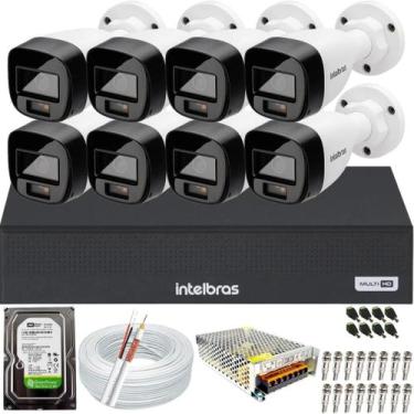 Imagem de Kit 8 Câmeras Intelbras 1220b Full Color Dvr 8 Canais Colorido dia e n