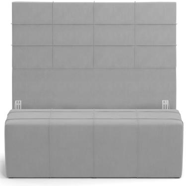 Imagem de Kit Cabeceira Cama Box Casal 140cm com Calçadeira Roma W01 Suede Cinza - Lyam