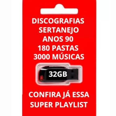 Imagem de Pen Drive 32GB Gravado Com Discografia Sertanejo Anos 90-180 Pastas Com Mais de 3000 Músicas.