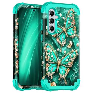 Imagem de Miqala Capa para Galaxy A55 5G/A35 5G, Brilham no Escuro, Três Camadas, Resistente à Prova de Choque, Proteção Completa, Amortecedor de Plástico Rígido + Capa Protetora de Silicone Macio para Samsung