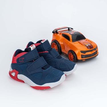 Imagem de Tênis Infantil Cano Alto Kidy Play Carrinho Azul Marinho