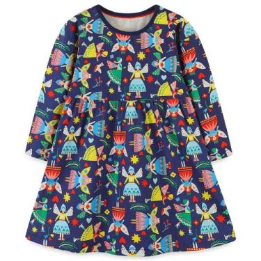 Imagem de Vestido Hongshilian Little Girls de algodão de manga comprida 6T Princ