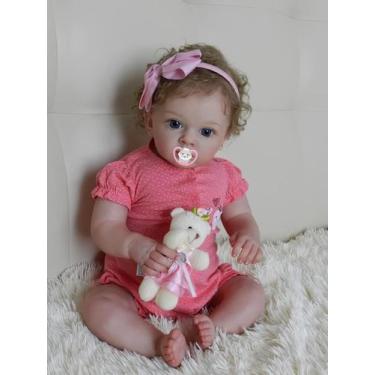 Imagem de Vinil de silicone realista de 60 cm Reborn Baby Doll com conjunto de p