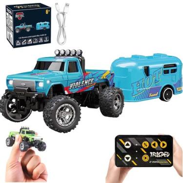 Imagem de RC Monster Truck Mini escala 1:64 com luzes USB recarregáveis - Zhongc