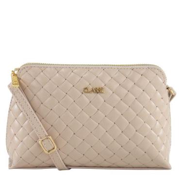 Imagem de Bolsa Feminina Pequena Classe Couro Crossbody Transversal, Textura cre