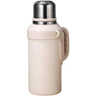 Imagem de Garrafa Térmica Inox 1,5L Alça Academia Viagem Branca - Shopmix