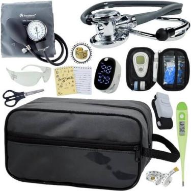 Imagem de Kit Enfermagem Aparelho de Pressão Estetoscópio Medidor Glicose Comple
