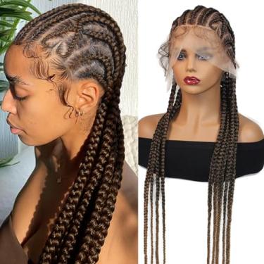 Imagem de DOSAY Perucas trançadas de coração para mulheres negras full lace jumbo caixa tranças perucas trançadas sem nós com cabelo de bebê Deusa sintética perucas frontais de renda totalmente feitas à mão T1B