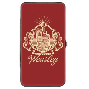 Imagem de Carteira Harry Potter, Dobradiça, Harry Potter The Burrow Weasley House Crest Xadrez Borgonha, Couro Vegano