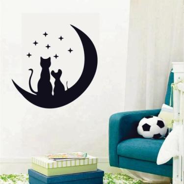 Imagem de Adesivo de Parede Decorativo Lua Gato e Rato Pet Shop Love - V3 Shop