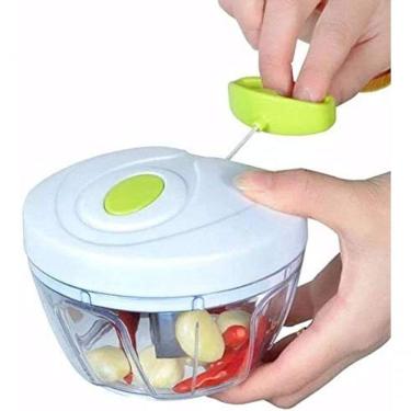 Imagem de Mini Processador De Alimentos Manual - 3 Lâminas Triturador Picador Alho, Cebola E Mais
