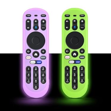 Imagem de [Brilho rosa e verde] Capa protetora para Element Pioneer XUMO MG3-R34010 Hisense R34010BA00-00001 capa protetora de silicone para controle remoto Element Pioneer XUMO Hisense [antiderrapante/à prova