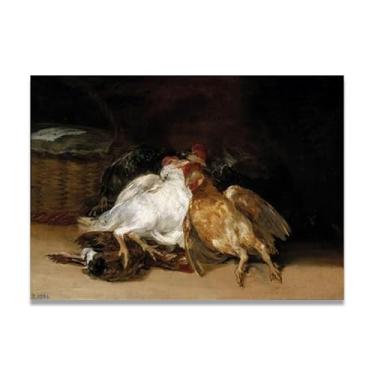 Imagem de Três bifes de salmão Francisco De Goya Impressão em tela romântica espanhola - Obra-prima do influente pintor romântico 20 x 28 cm emoldurado