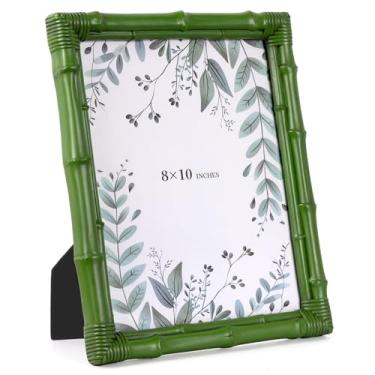 Imagem de Realyoo Porta-retrato 20 x 25 cm, moldura decorativa de resina inspirada em bambu natural, feita à mão, com vidro temperado, galeria, decoração de parede, estúdio, escritório, corredor, verde