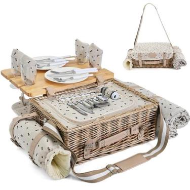 Imagem de Conjunto de cesta de piquenique SatisInside para 4 pessoas com mesa e 