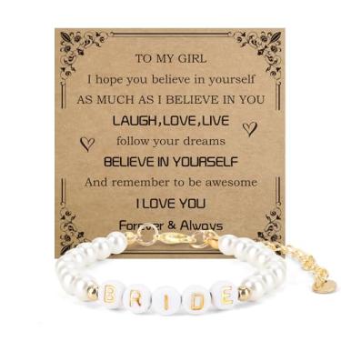 Imagem de Bicfuiot Ideias de presentes de chá de panela, presentes fofos e legais, pulseira de despedida de solteira para noiva, festa de casamento, acessórios de noivado, lua de mel para melhor amiga, filha