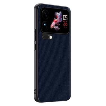 Imagem de HAOMRIYL Coldre para Xiaomi 17 Pro Max/17 Pro/17, capa de couro com textura de fibra de carbono, capa ultrafina de proteção contra quedas, azul, 17 Pro Max