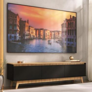 Imagem de Rack Retrô para TV até 80” 180cm com 3 Portas Multimóveis MP1103 – Madeirado/Preto, Design Moderno e Garantia de 3 Anos
