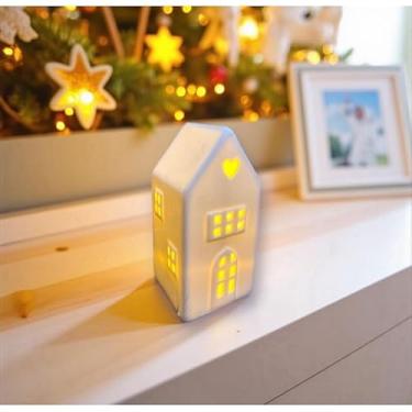 Imagem de Casinha Decorativa Natalina com Luzes - Modelos Janela Coração, Tradicional e 3 Andares para Decoração(Modelo Janela Coração 12,5x6x6)