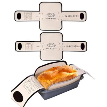 Imagem de 2 peças de silicone para assar pão de 22 x 12 cm, forros de forma de pão, tapete de silicone reutilizável com alças longas, antiaderente, fácil de transferir pão da forma de pão (preto)