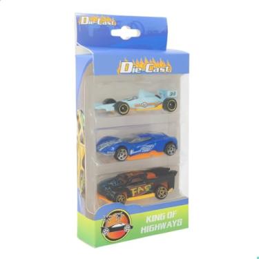 Imagem de Kit 3 Carrinhos de Metal Die-Cast King of Highways 8cm Brinquedo Infantil (Kit Corrida de Fórmula)