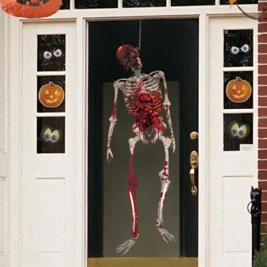 Imagem de Adesivos de parede Halloween Bloody Skeleton 3D Wall Art Decalques - y