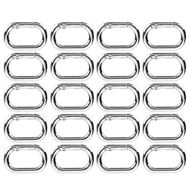Imagem de Fivela de mola oval 23mm liga ganchos clipe leve durável abertura suave fechamento para bolsas bolsas chaveiros coleiras de cachorro dourado prata preto 20 peças (Prata)