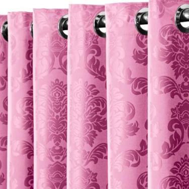 Imagem de Cortina para sala,Cortina Premium Para Sala e Quarto Jacquard Estampada 1,30 X 2,00 Metros Ideal para Janela Semi Blackout(Pink)