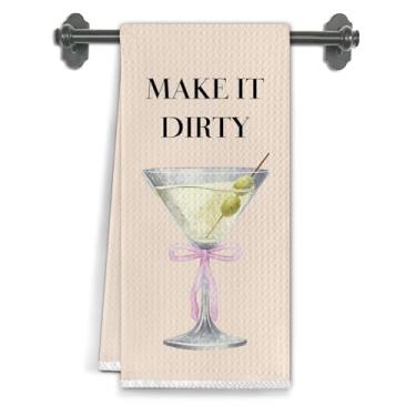 Imagem de Elefeltclave Toalhas de cozinha Dirty Martini, presentes para amantes de Martini, toalhas de chá para decoração de cozinha, presente de álcool para mulheres e homens, toalhas de mão decorativas para