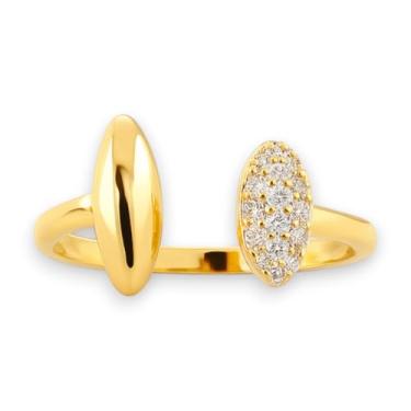 Imagem de Lia Anel Regulável Feminino Banhado em Ouro com Zircônia, Design Moderno e Elegante para Uso Diário