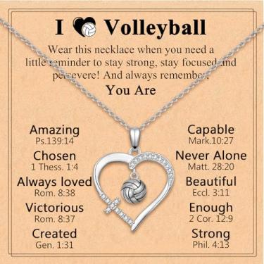 Imagem de Nupdot Presentes de vôlei para meninas, acessórios esportivos, colar de cruz, joias, aniversário, Natal, Dia dos Namorados, Páscoa, batismo, presentes de formatura para adolescentes e adolescentes