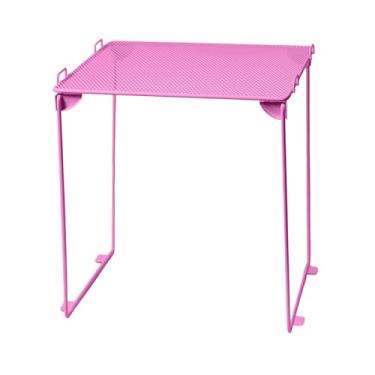 Imagem de Bothyi Prateleira dobrável de alta eficiência, empilhável, prática para academia e trabalho, multifuncional, organizadora para armários, Rosa Vermelha