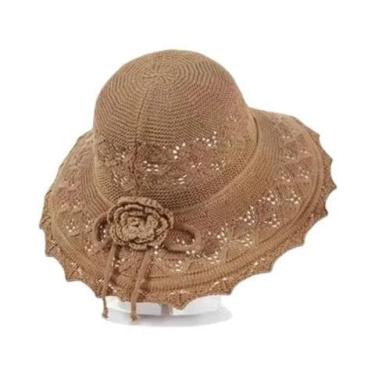 Imagem de Chapéu De Sol Feminino Com Aba Larga Dobrável Respirável Para Praia Ca