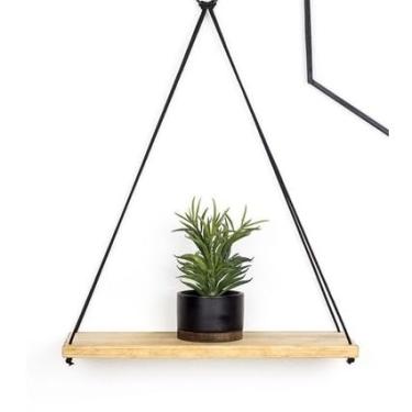 Imagem de Prateleira Suspensa Artesanal com Corda | 1, 2 ou 3 Andares em Madeira Pinus Natural ou Imbuia(Um Andar)