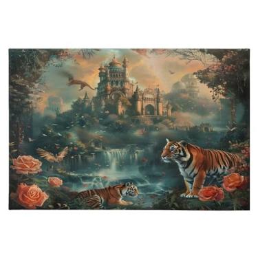 Imagem de Tapete de área 60 x 90 cm macio lavável tapete antiderrapante com suporte de borracha tapetes de área de cenário natural para sala de estar, quarto, decoração de casa