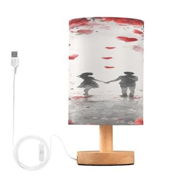 Imagem de Wassud Cartaz de dia dos namorados-1733279836955 Candeeiro de mesa de cabeceira LED para mesa de cabeceira com abajur de tecido para quarto, casa, escritório
