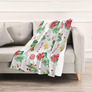 Imagem de Wassud Cobertores e mantas de Natal 152,4 x 228,6 cm com estampa de aquarela de Natal para sofá, cadeira, decoração de casa