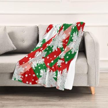 Imagem de Wassud Cobertores e mantas de Natal 152 x 228 cm cobertor de floco de neve patchwork para sofá, cobertor quente aconchegante de lã de pelúcia para cama, sofá, cadeira, decoração de casa