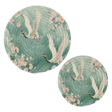 Imagem de Wassud Conjunto de tripé de guindaste branco para pratos quentes, suportes de panela redondos, almofadas quentes de algodão, porta-copos elegantes, decoração de cozinha e acessórios, 2 peças