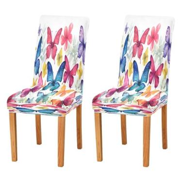 Imagem de CEBUGI Capas de cadeira para sala de jantar, borboletas, elásticas, protetoras, laváveis e removíveis, capas de cadeira para casa, restaurante, banquete, festa, pacote com 4
